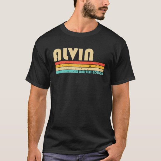 ALVIN Naam Gepersonaliseerde Grappige Retro Geboo T-shirt (Voorkant)