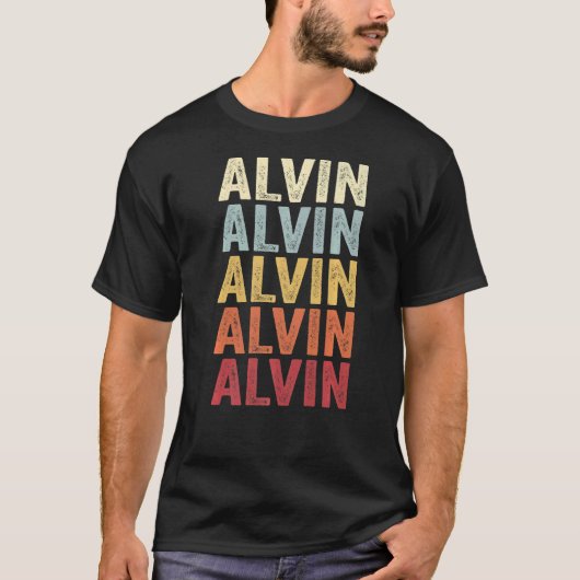Alvin Texas Alvin TX Retro tekst T-shirt (Voorkant)