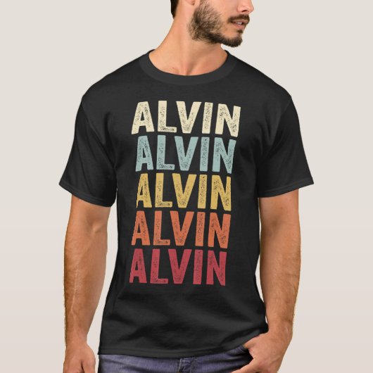 Alvin Texas Alvin TX Retro tekst T-shirt (Voorkant)