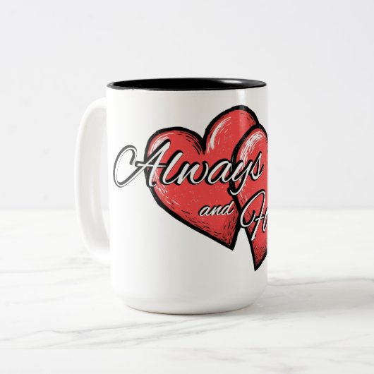 "Always and Forever" Heart Mug (Devant gauche)
