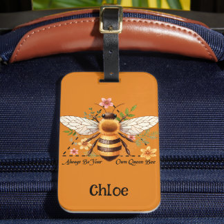 Always be your own Queen Bee. Personalized Bagagelabel