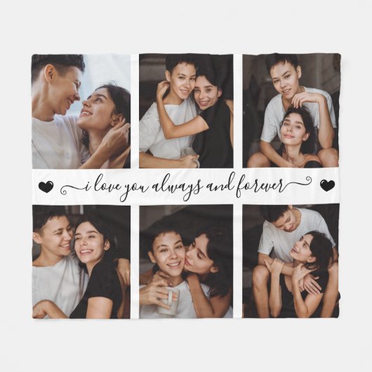 Always & Forever Modern 6 Photo Collage Fleece Deken (Voorkant (Horizontaal))
