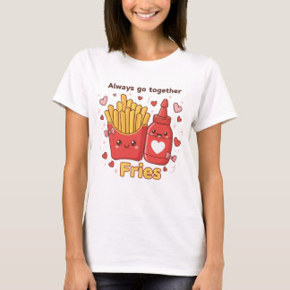 "Always Go Together" Cute Fries and Ketchup Kawaii T-shirt
