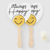 "Always Happy" Éventail à main en forme de visage (Devant et derrière)