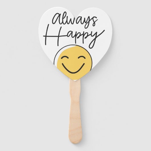 "Always Happy" Éventail à main en forme de visage (Devant)