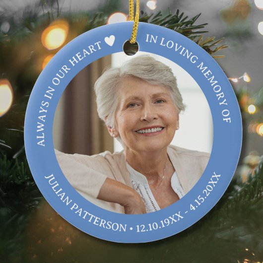 Always in Our Heart Funeral Memorial Photo Keramisch Ornament