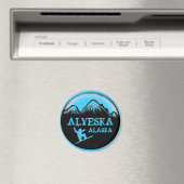 Alyeska Alaska blauwe snowboarder magneet (Insitu (Vaatwasser))