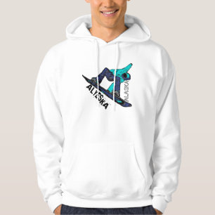 Alyeska Alaska blauwgroen snowboardmannen, hoodie