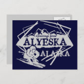 Alyeska Alaska salutations navales skier carte pos (Devant / Derrière)