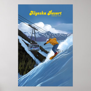 Alyeska Alaska Skireisposter Snowboarden Poster