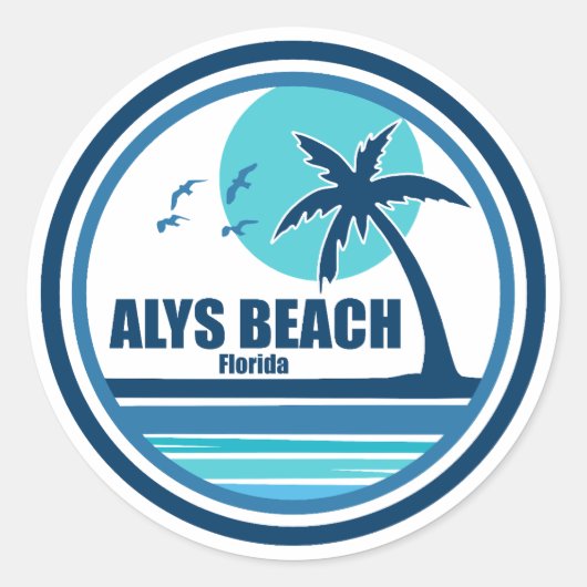 Alys Beach Fort Walton Palm Tree Vogels Ronde Sticker (Voorkant)