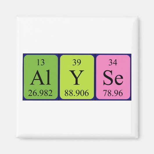 Alyse nom de table périodique aimant (Devant)