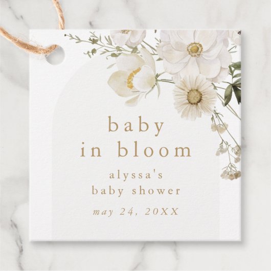 ALYSSA Bloembloem Baby in bloei Baby shower Bedankjes Labels (Voorkant)
