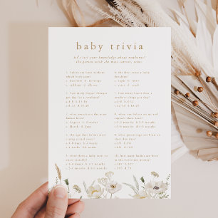 ALYSSA Boho Flower Baby shower Trivia Game Kaart