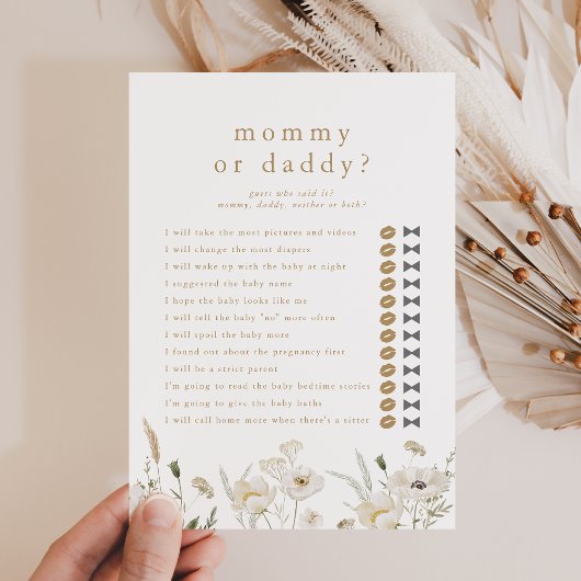 ALYSSA Devine Qui Maman Papa Baby shower Carte de 