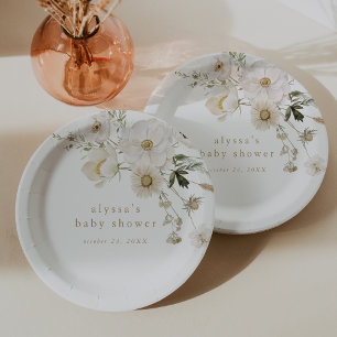 ALYSSA Floral Summer Chic Boho Flower Baby shower Papieren Bordje