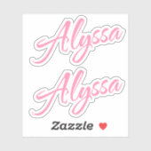 Alyssa Nom décoratif en rose x2 Sticker (Feuille)
