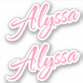 Alyssa Nom décoratif en rose x2 Sticker (Devant)