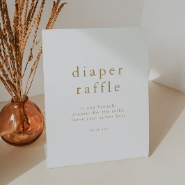 ALYSSA Wit Goud Eenvoudig Baby shower Luier Raffle Reclamebord Met Voetstuk