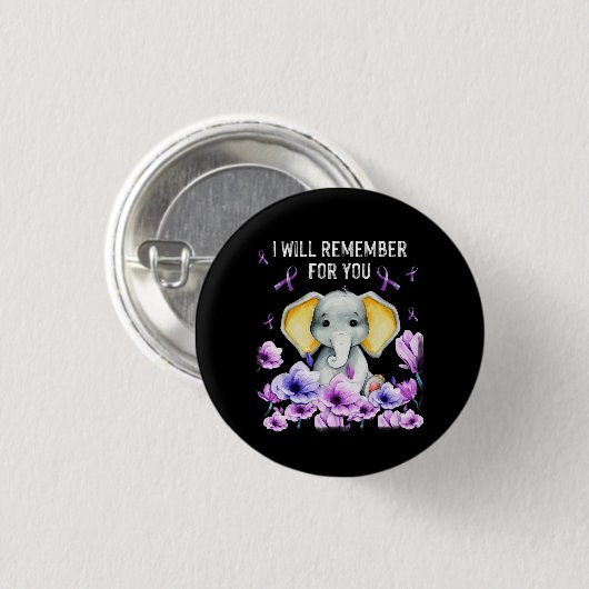 Alzheimer Awareness Cute Elephant Ronde Button 3,2 Cm (Voorkant /achterkant)
