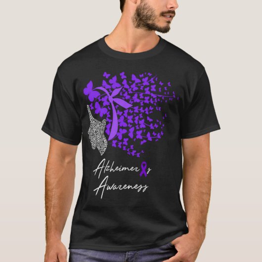 Alzheimer Bewustzijn Alzheimer Paarse T-shirt (Voorkant)