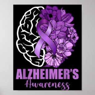 Alzheimer bewustzijn hersenen bloem paarse lint poster