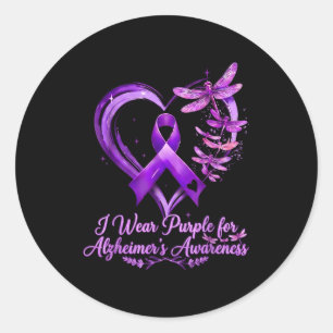Alzheimer bewustzijn vlinder paarse lint vrouwen ronde sticker
