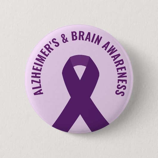 Alzheimer & Brain Awareness Paarse Lint Ronde Button 5,7 Cm (Voorkant)