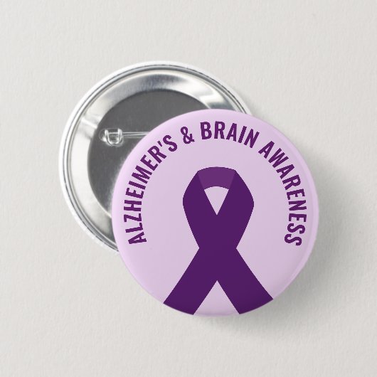 Alzheimer & Brain Awareness Paarse Lint Ronde Button 5,7 Cm (Voorkant /achterkant)