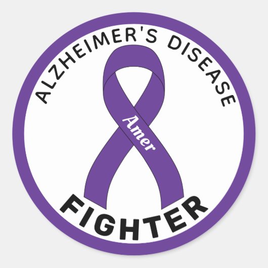 Alzheimer Fighter Ribbon White Ronde Sticker (Voorkant)