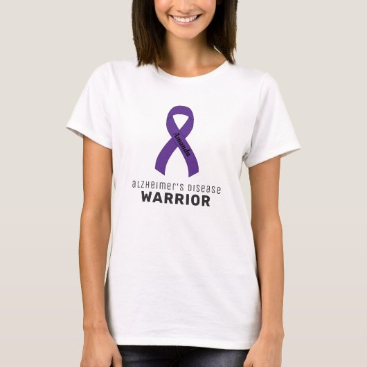 Alzheimer Ribbon White T-Shirt (Voorkant)