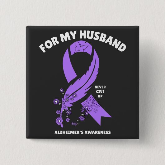 Alzheimer - Voor mijn man Vierkante Button 5,1 Cm (Voorkant)