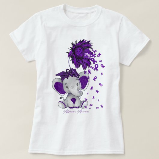 Alzheimer's Awareness Elephant Sunflower T-shirt (Design voorkant)