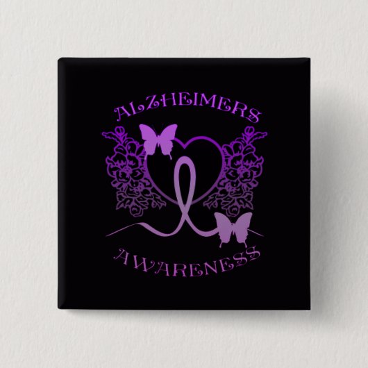 Alzheimers Awareness Paarse Vlinders Button (Voorkant)