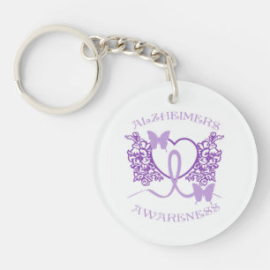 Alzheimers Awareness Paarse Vlinders Sleutelhanger