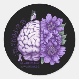 Alzheimer's Bewustheid die ik voor jullie zal onth Ronde Sticker