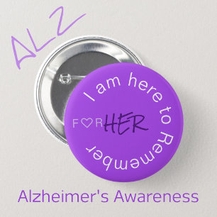 Alzheimers Disease Awareness Caregiver Paarse Ronde Button 5,7 Cm