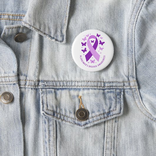 Alzheimer's Disease Awareness Purple Ribbon Ronde Button 5,7 Cm (In situ)