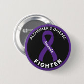 Alzheimer's Disease Fighter Ribbon Black Button (Voorkant /achterkant)
