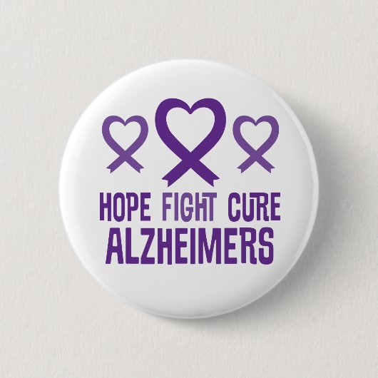 Alzheimer's Hope Fight Cure Ribbon Button (Voorkant)