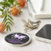 Alzheimer's Ribbon Fight Dementia Awareness Sleutelhanger (Zijkant)