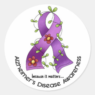 ALZHEIMER'S ZIEKTEBEWUSTMAKING Lager lint 1 Ronde Sticker