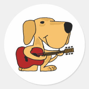 AM- Gele Labrador Retriever die gitaar speelt Ronde Sticker