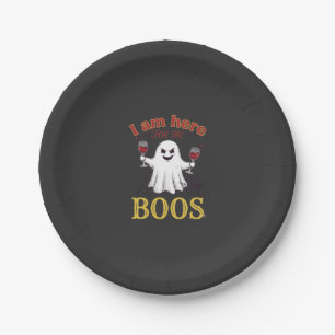 Am Here Boos Halloween Geest Wijn Glazen Spin W Papieren Bordje