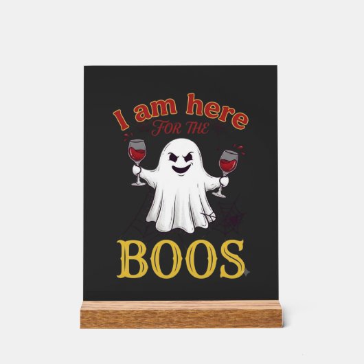 Am Here Boos Halloween Ghost Verres à Vin Araignée (Recto)
