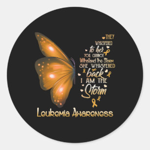 Am het Storm Leukemie Bewustzijn Vlinder Ronde Sticker