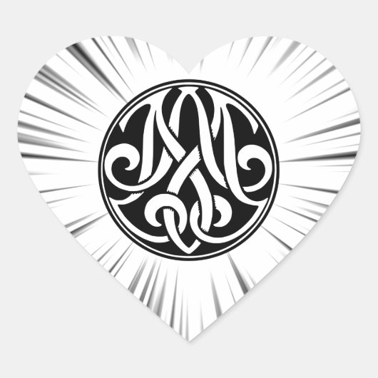 AM/MA Monogram met Hyperspace Grafisch Hart Sticker (Voorkant)