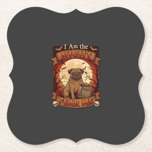 Am Nacht Angst Me Halloween Pug Maan Grafsteen Kartonnen Onderzetters