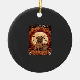 Am Nacht Angst Me Halloween Pug Maan Grafsteen Keramisch Ornament