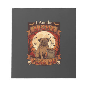 Am Nacht Angst Me Halloween Pug Maan Grafsteen Notitieblok